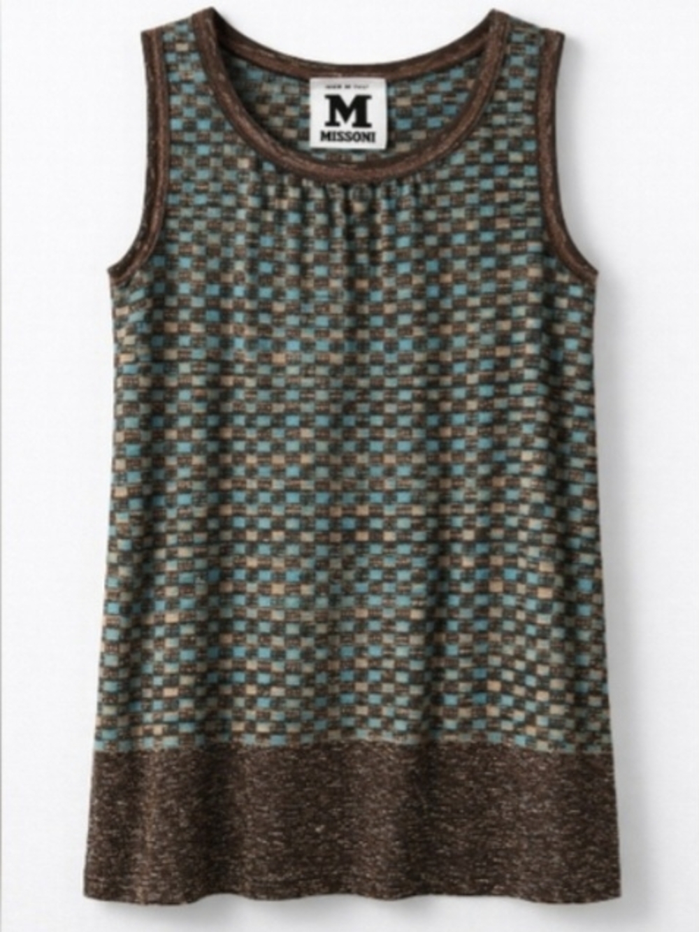 Missoni Brown and Teal Metallic Knit Tank Top. Size IT 42 US 6 MEDIUM